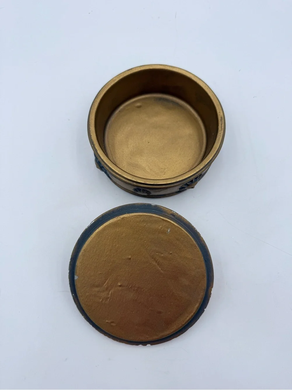 Vintage Pier 1 Gold Tone Sun Face Trinket Box